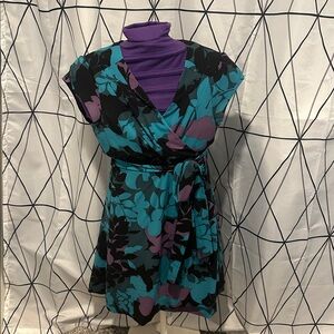 Banana Republic Purple and Teal Wrap Dress